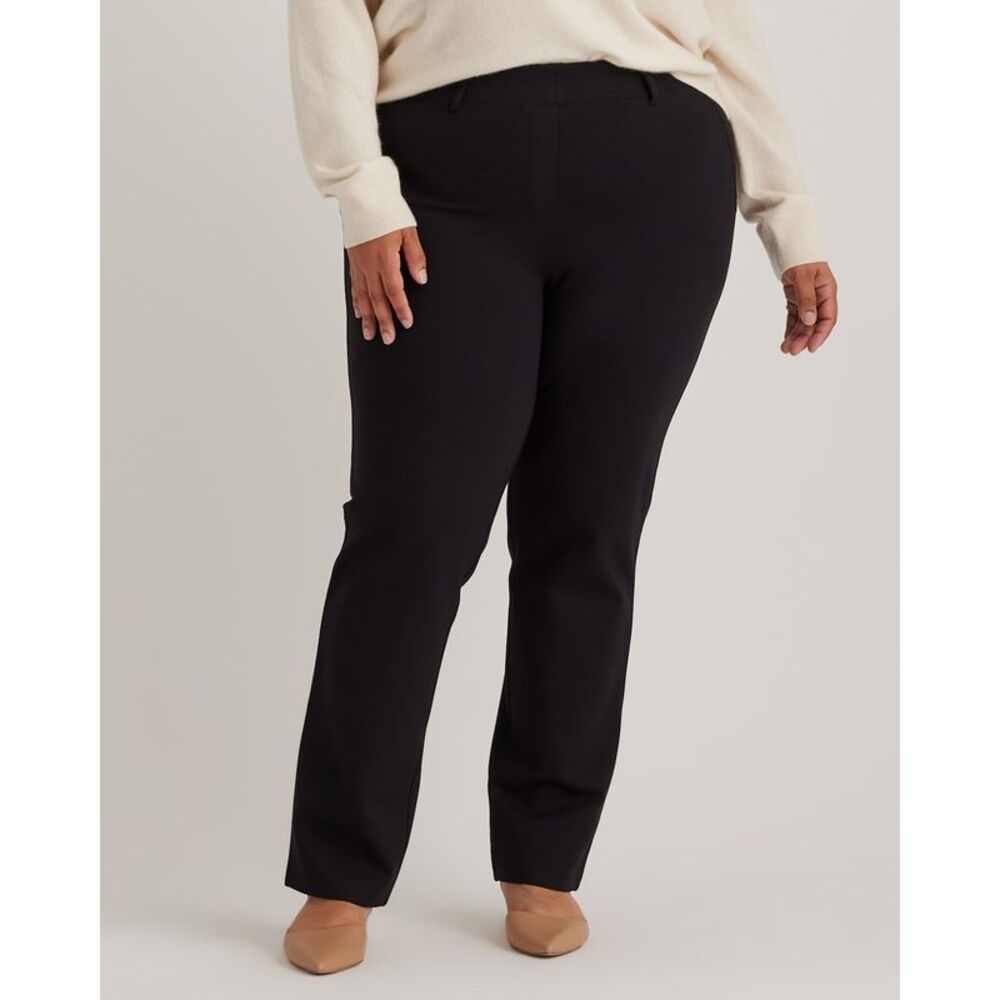 Quince Ultra Stretch Ponte Pants Black Straight Leg Pull On Size 3X- EUC